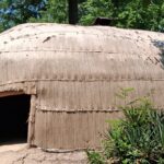 Grass dwelling in village at Jamestown.